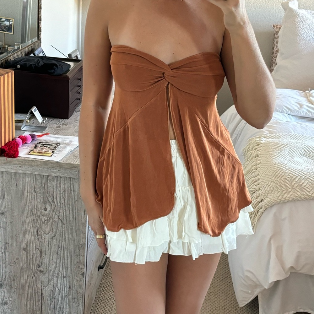 Free People Rust Strapless Top